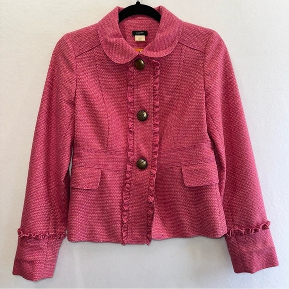 J CREW x ROBERT NOBLE Scotland Wool Equestrian Blazer Sport Coat Fuchsia Size 6 - Picture 1 of 8